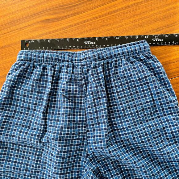 IZOD Navy Blue Checkered Drawstring Sleep Shorts Men's Size Medium 100% Cotton - Picture 5 of 8